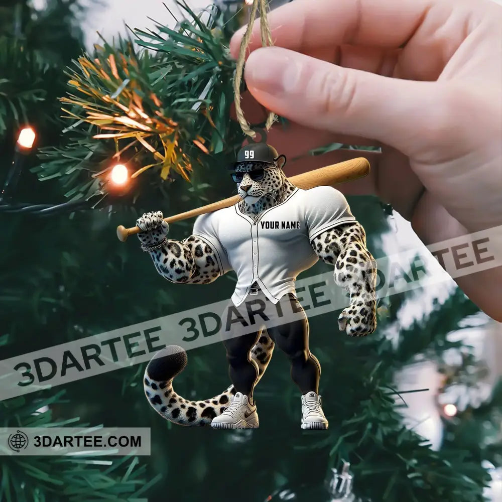 Baseball Leopard Christmas Ornament Personalized Ornament Ornament