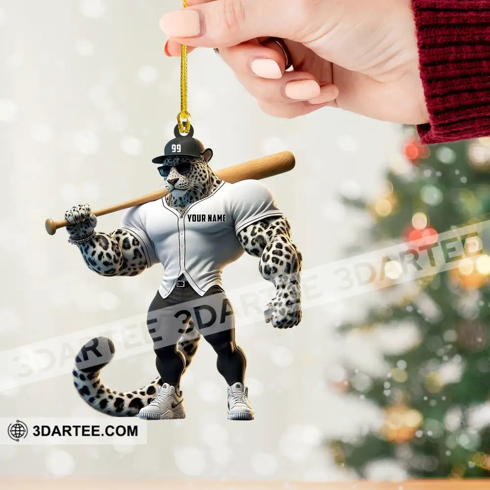 Baseball Leopard Christmas Ornament Personalized Ornament Ornament