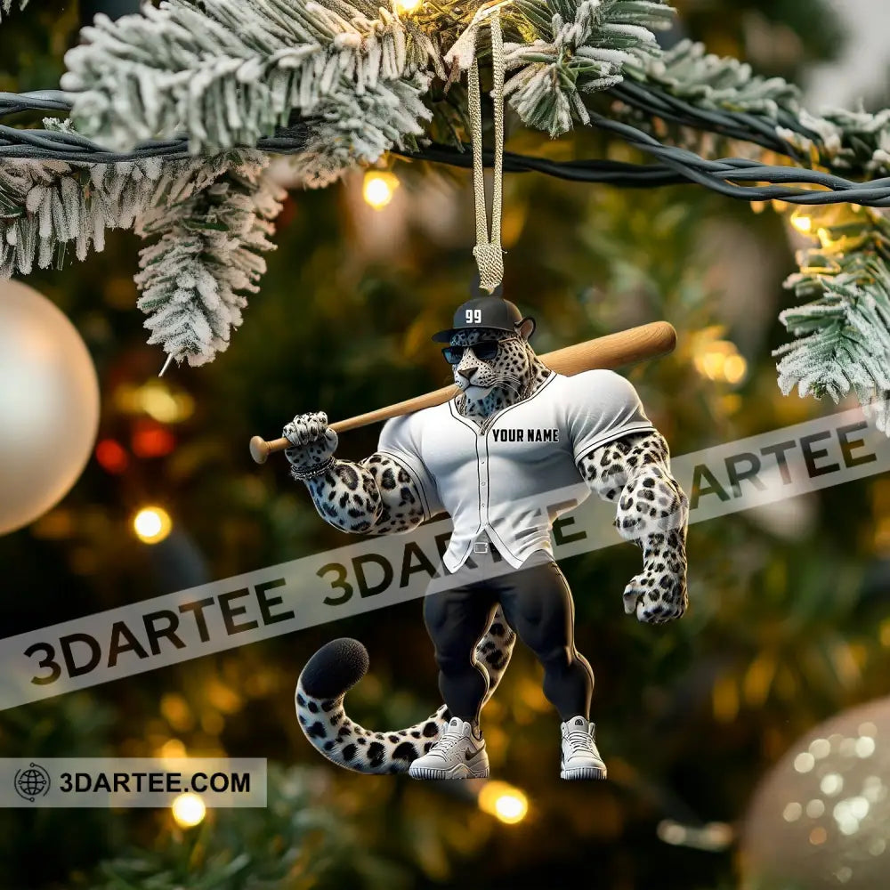 Baseball Leopard Christmas Ornament Personalized Ornament Ornament