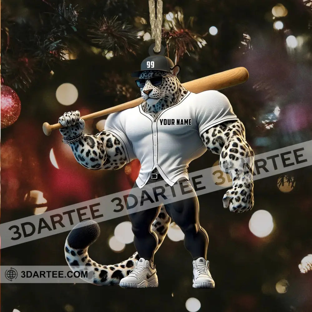 Baseball Leopard Christmas Ornament Personalized Ornament Ornament