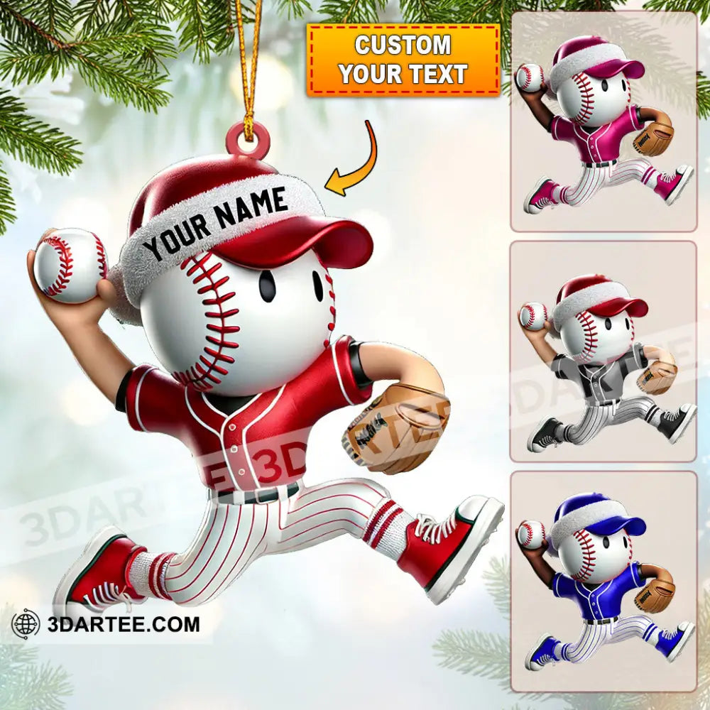 Baseball Player Christmas Ornament Personalized Ornament 3.54’’ / 1 Ornament Ornament