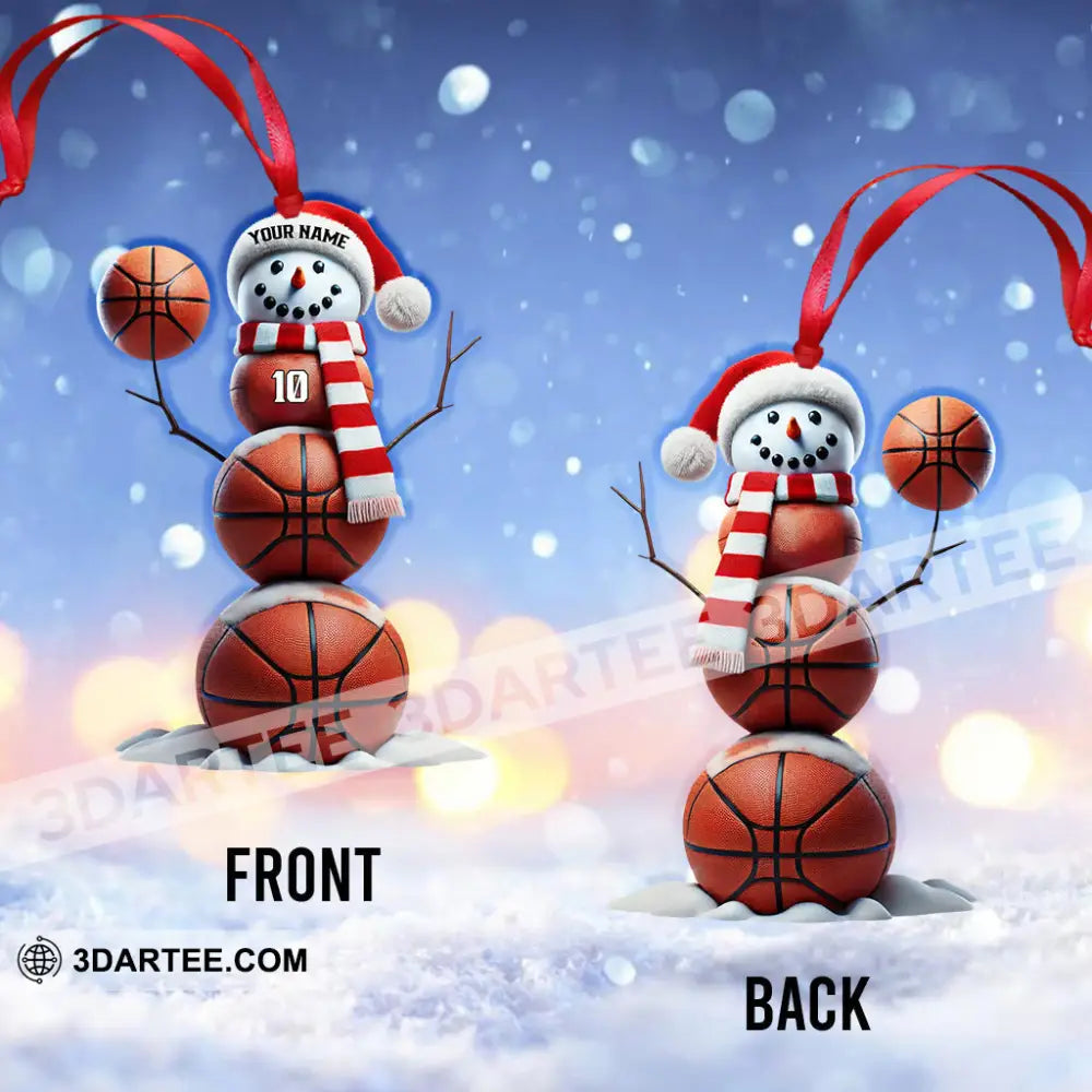 Basketball Snowman Christmas Ornament Personalized Ornament Ornament