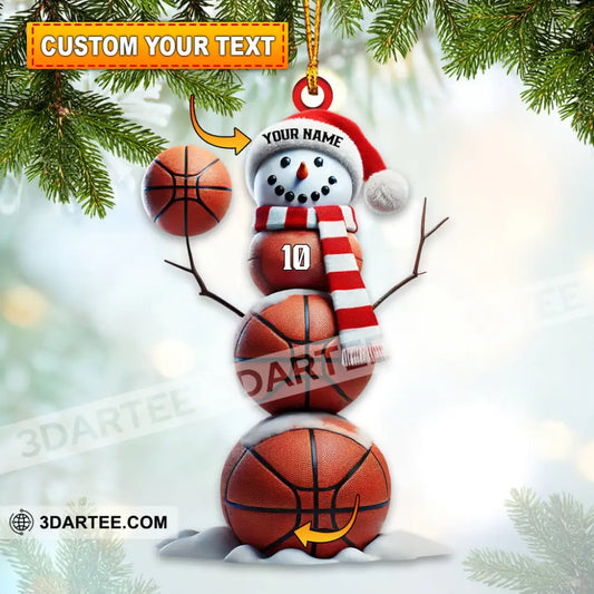 Basketball Snowman Christmas Ornament Personalized Ornament 3.54’’ / 1 Ornament Ornament