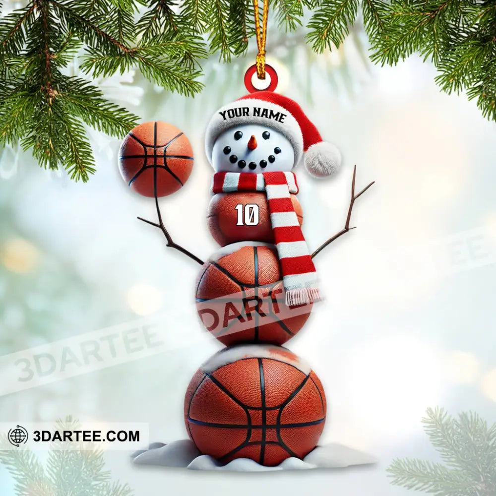 Basketball Snowman Christmas Ornament Personalized Ornament Ornament