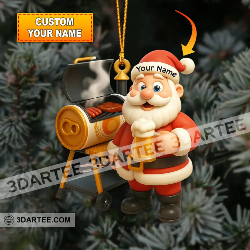 BBQ Santa Home Decor Christmas Ornament Personalized Ornament 3.54’’ / 1 Ornament Ornament