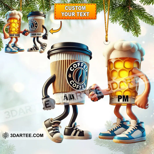 Beer And Coffee Couple Christmas Ornament Personalized Ornament 3.54’’ / 1 Ornament Ornament