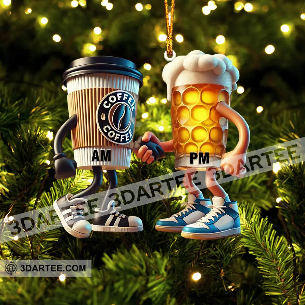 Beer And Coffee Couple Christmas Ornament Personalized Ornament Ornament