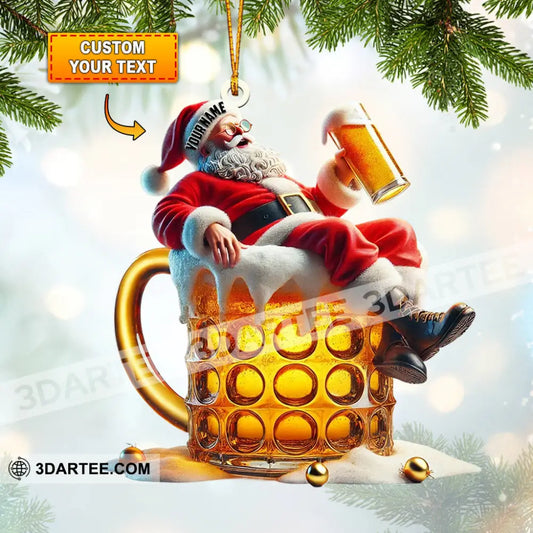 Beer Santa Home Decor Christmas Ornament Personalized Ornament 3.54’’ / 1 Ornament Ornament