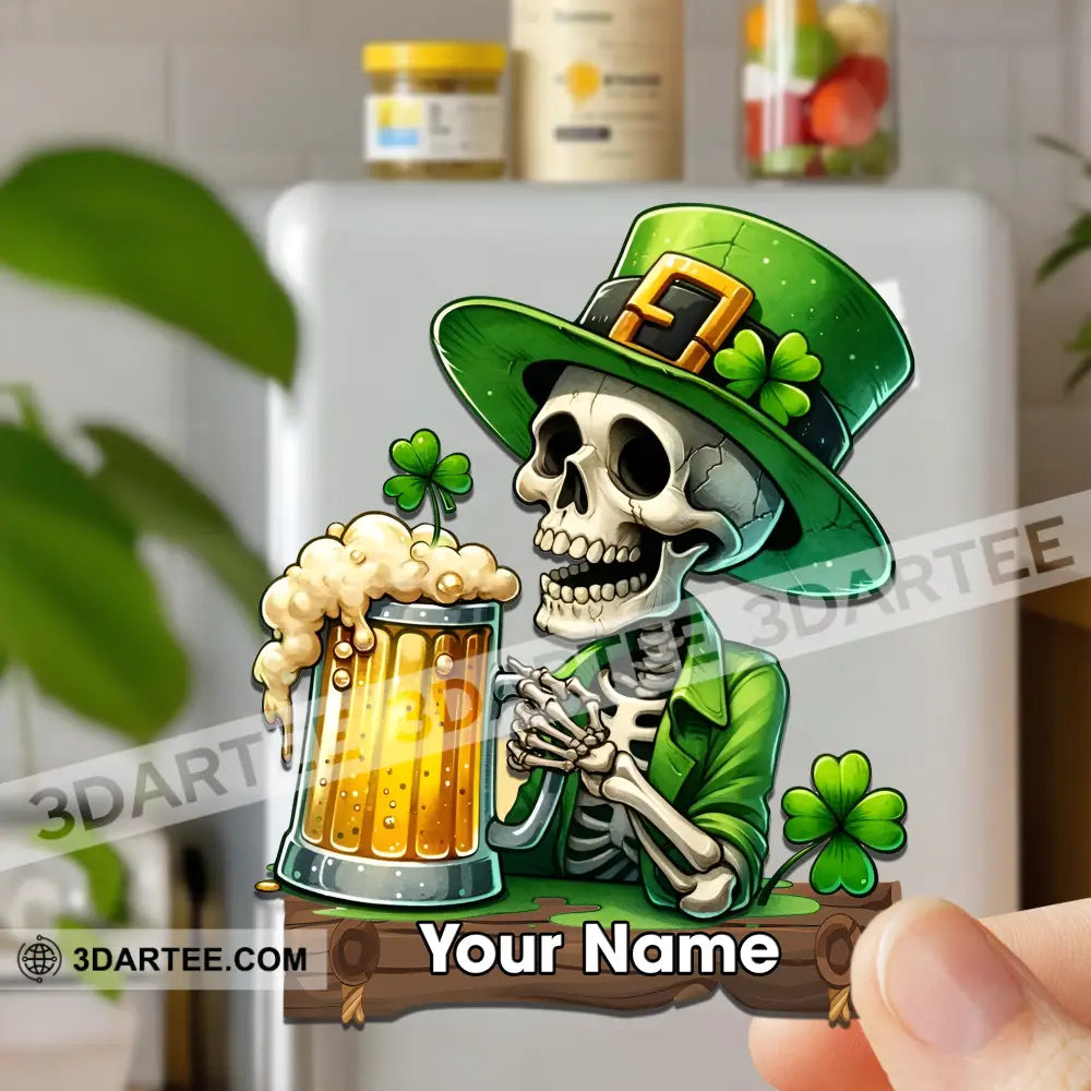 Beer Skull Patrick’s Day Fridge Magnet - Personalized