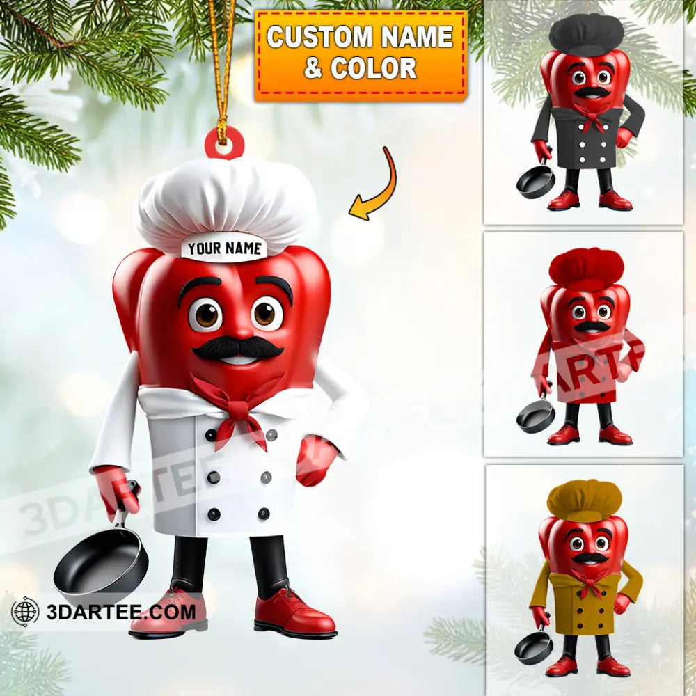 Bell Pepper Chef Decor Christmas Ornament Personalized Ornament 3.54’’ / 1 Ornament Ornament