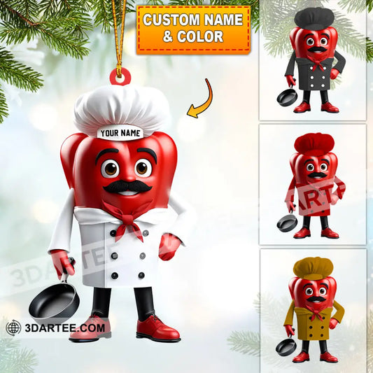 Bell Pepper Chef Decor Christmas Ornament Personalized Ornament 3.54’’ / 1 Ornament Ornament