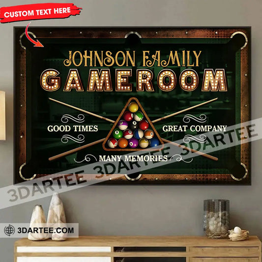 Billiard Lovers Billiard Game Room Home Decor Gift Personalized Canvas Personalized Poster Poster / 12’’ x 8’’