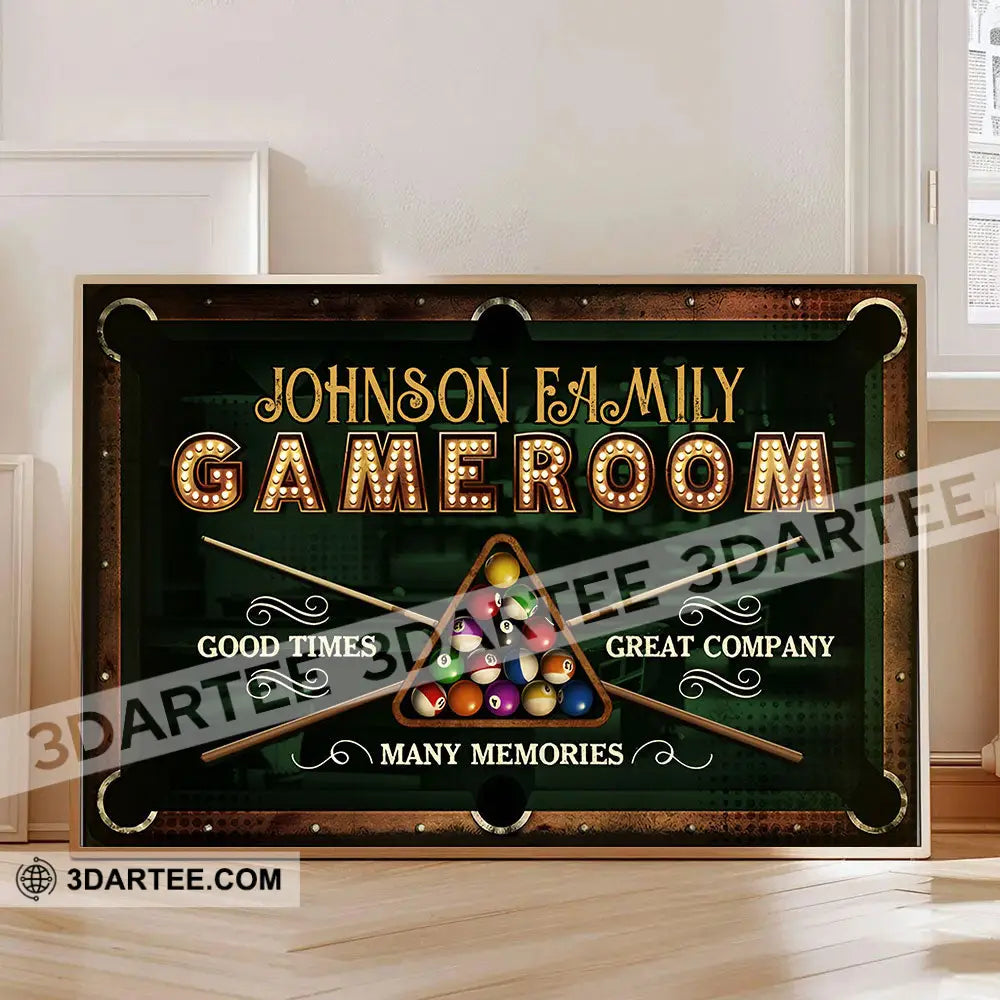 Billiard Lovers Billiard Game Room Home Decor Gift Personalized Canvas Personalized Poster
