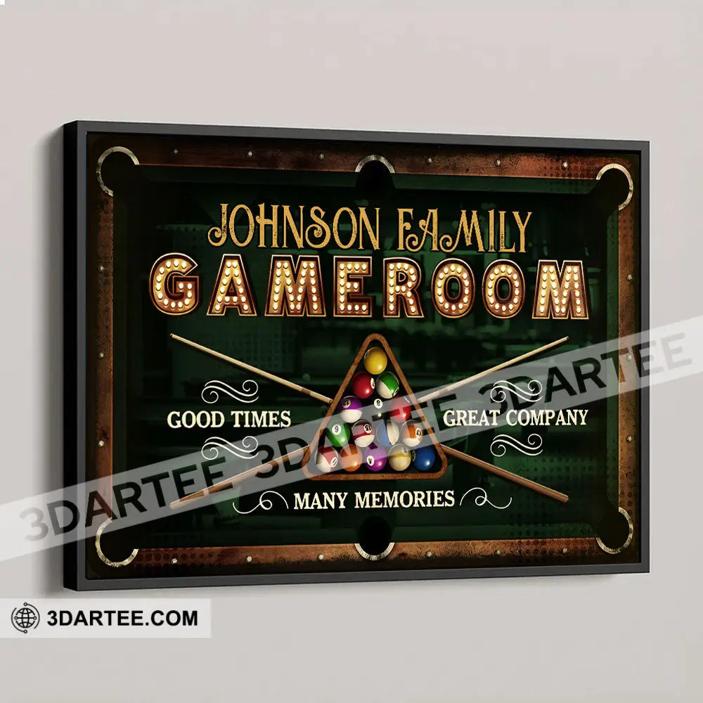 Billiard Lovers Billiard Game Room Home Decor Gift Personalized Canvas Personalized Poster