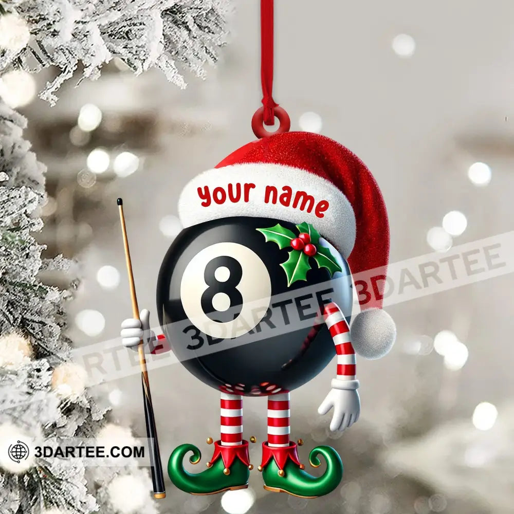 Billiard Santa Ball Christmas Ornament Personalized Ornament Ornament