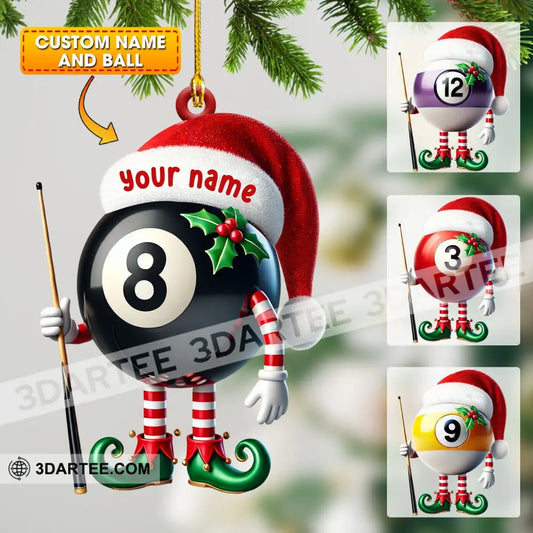 Billiard Santa Ball Christmas Ornament Personalized Ornament 3.54’’ / 1 Ornament Ornament