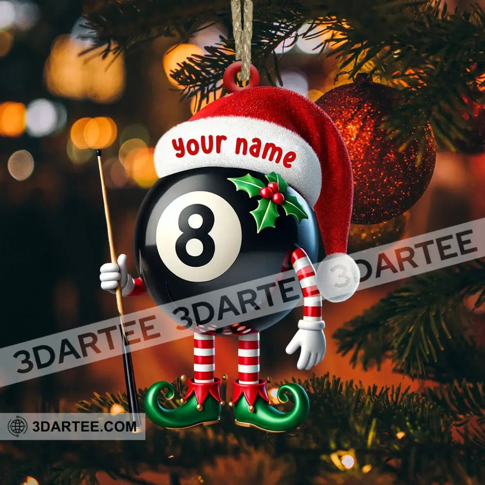 Billiard Santa Ball Christmas Ornament Personalized Ornament Ornament