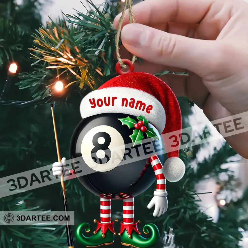 Billiard Santa Ball Christmas Ornament Personalized Ornament Ornament