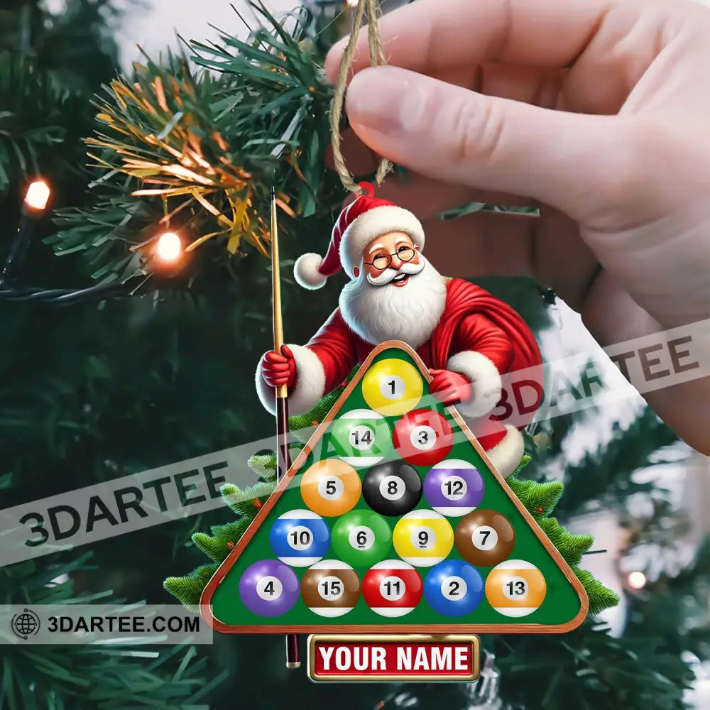 Billiard Santa Christmas Ornament Personalized Ornament Ornament
