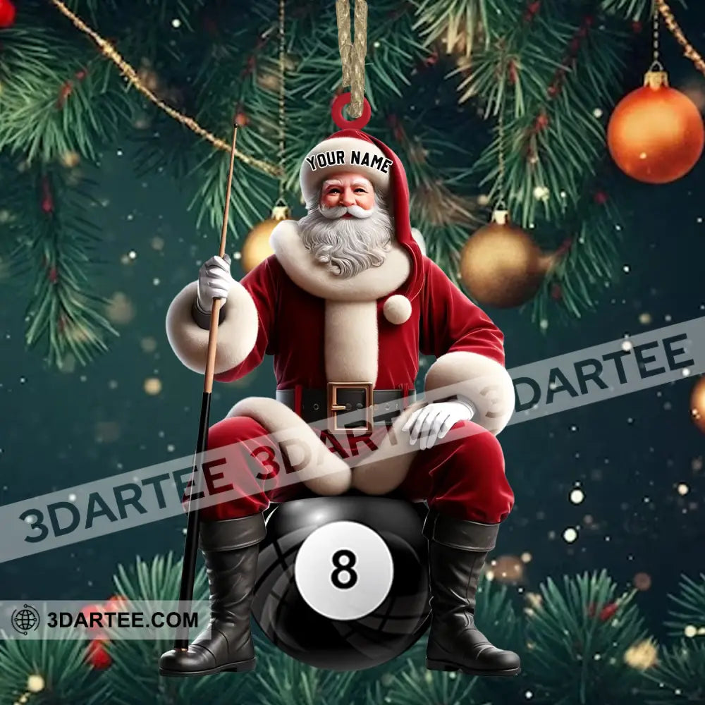 Billiard Santa Christmas Ornament Personalized Ornament Ornament
