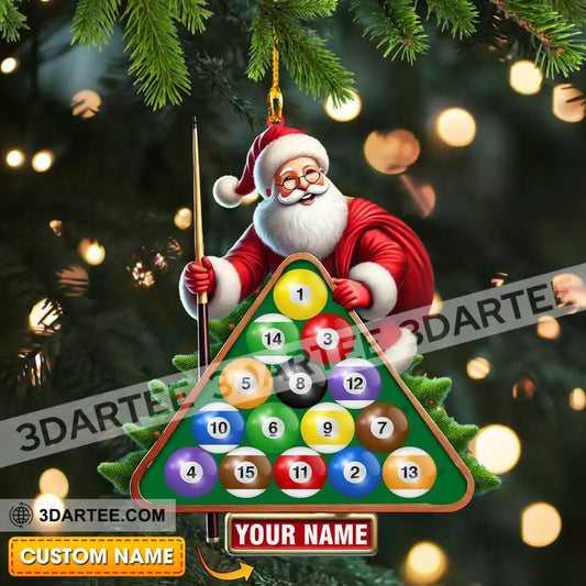 Billiard Santa Christmas Ornament Personalized Ornament 3.54’’ / 1 Ornament Ornament