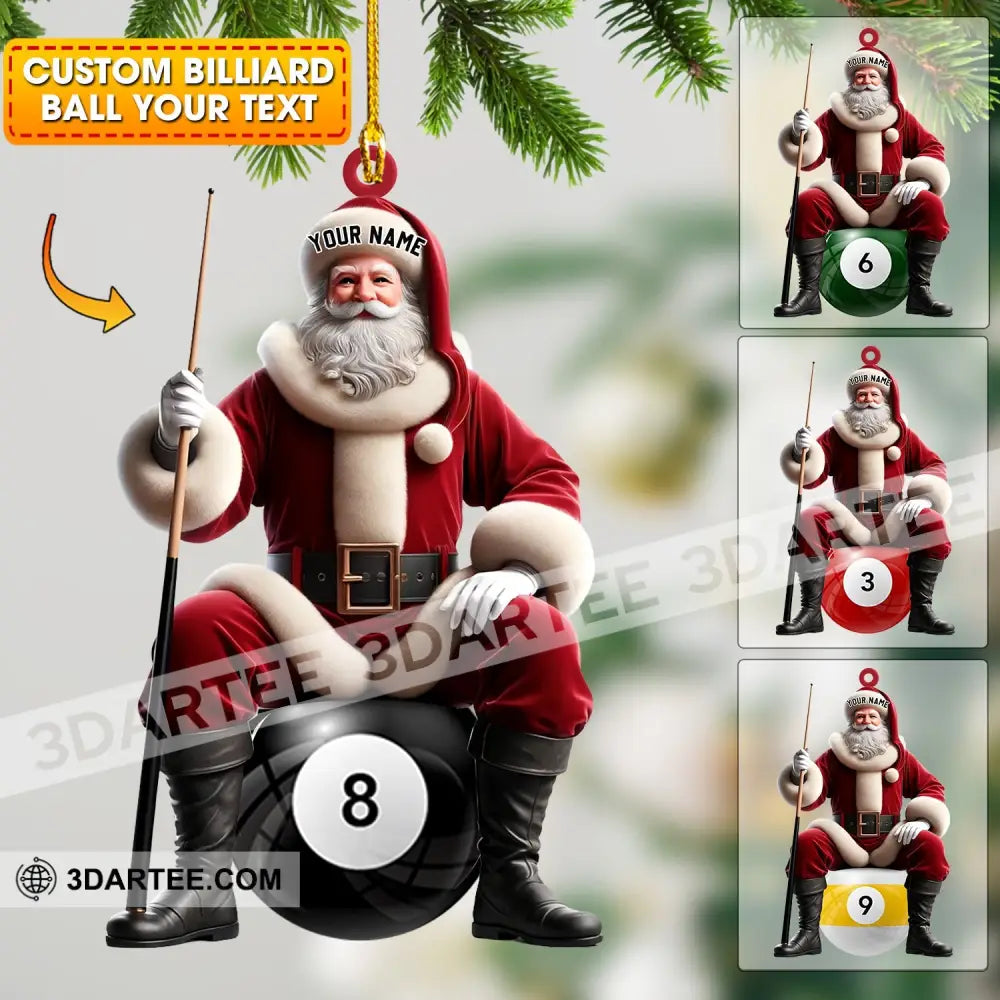 Billiard Santa Christmas Ornament Personalized Ornament 3.54’’ / 1 Ornament Ornament