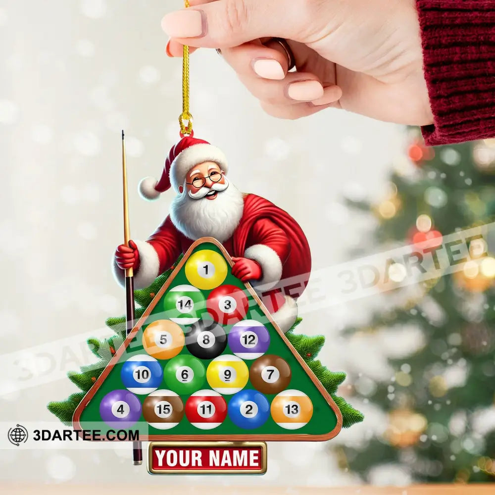 Billiard Santa Christmas Ornament Personalized Ornament Ornament