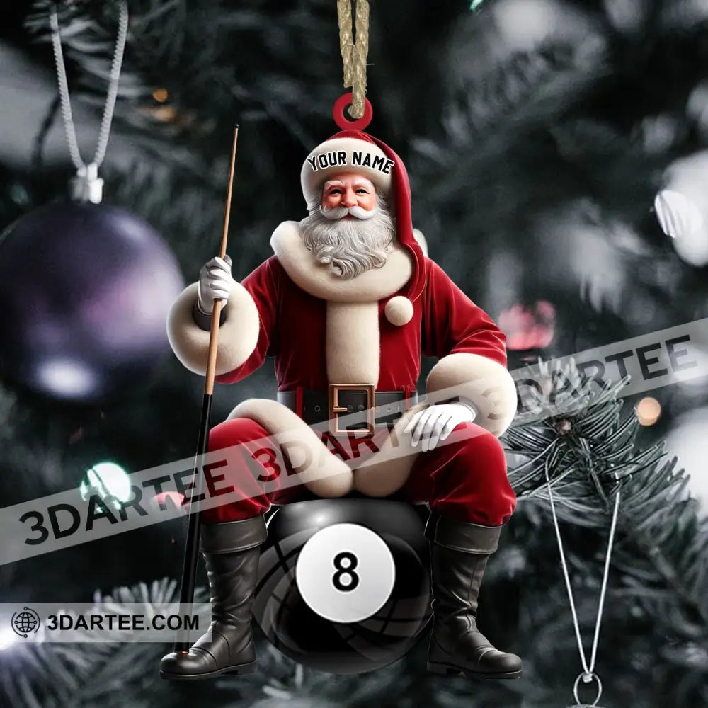 Billiard Santa Christmas Ornament Personalized Ornament Ornament