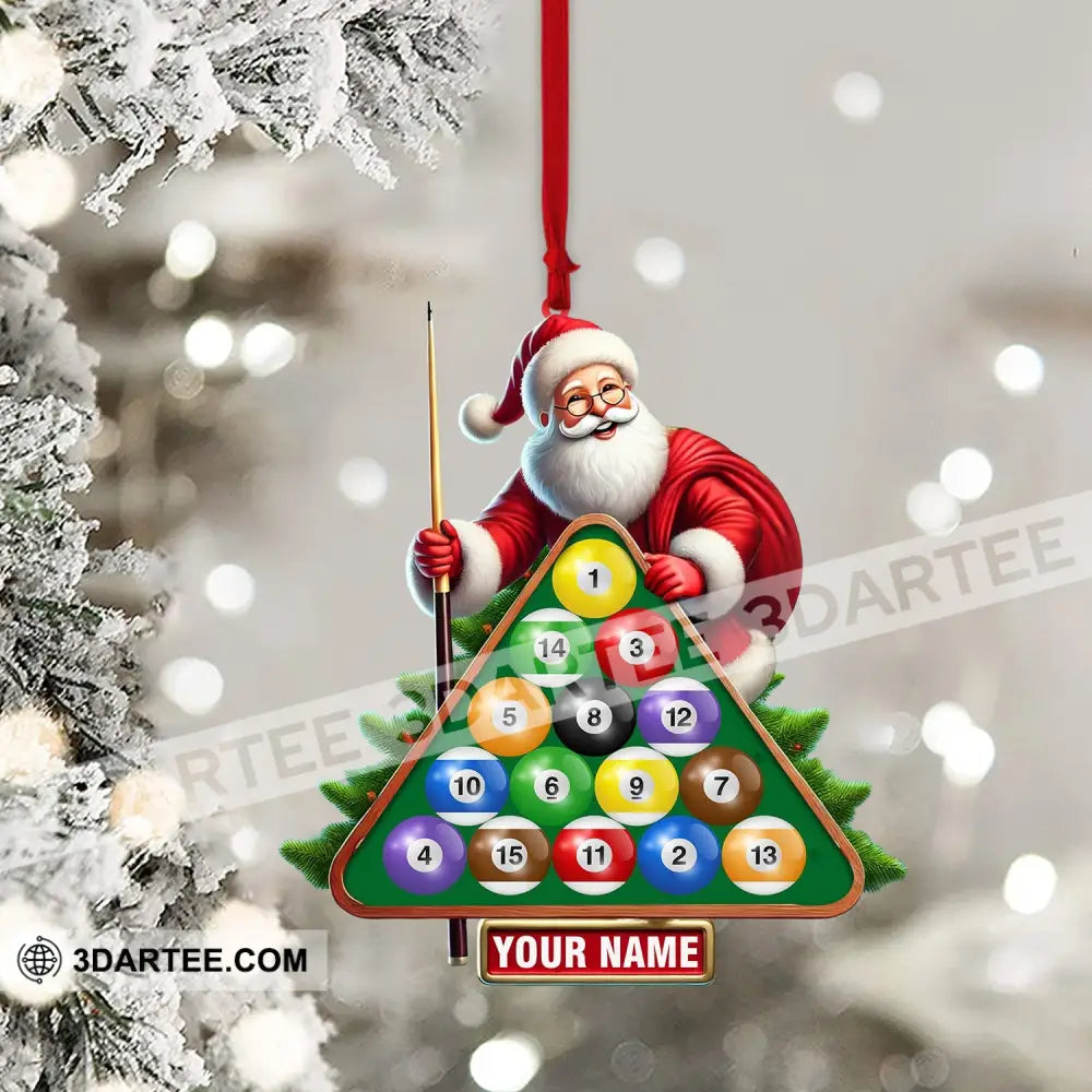 Billiard Santa Christmas Ornament Personalized Ornament Ornament