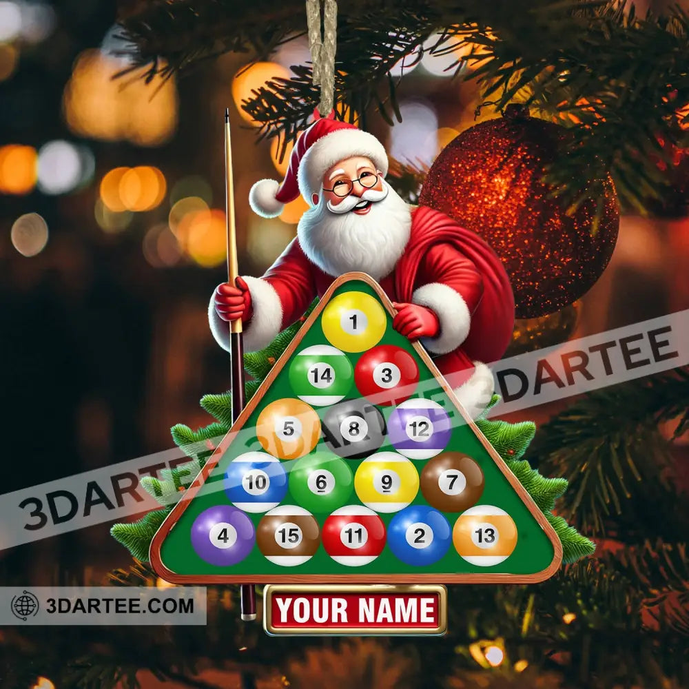 Billiard Santa Christmas Ornament Personalized Ornament Ornament