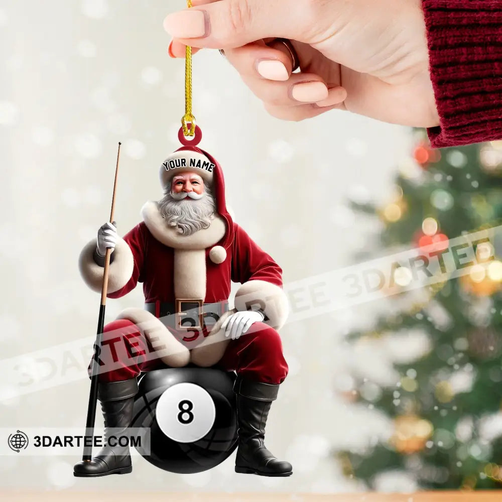 Billiard Santa Christmas Ornament Personalized Ornament Ornament