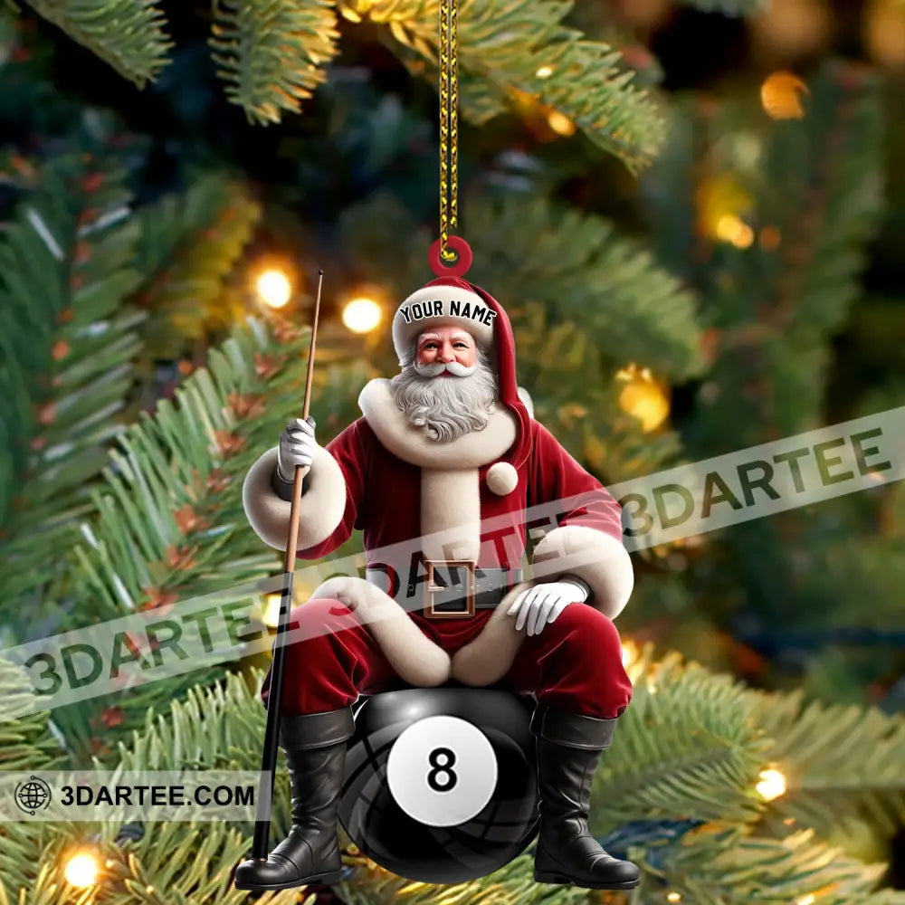 Billiard Santa Christmas Ornament Personalized Ornament Ornament
