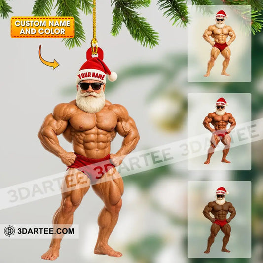 Bodybuilder Santa Home Decor Christmas Ornament Personalized Ornament 3.54’’ / 1 Ornament Ornament