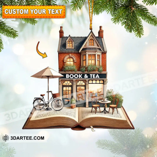 Book And Tea Christmas Ornament Personalized Ornament 3.54’’ / 1 Ornament Ornament