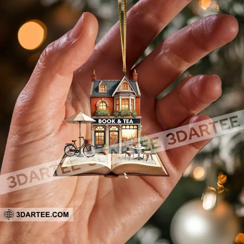 Book And Tea Christmas Ornament Personalized Ornament Ornament