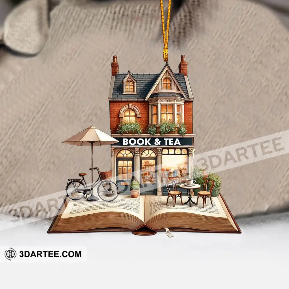 Book And Tea Christmas Ornament Personalized Ornament Ornament