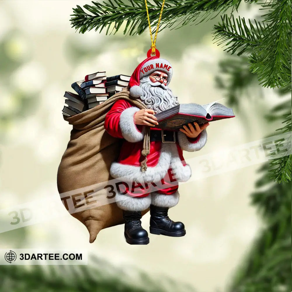 Book Santa Christmas Home Decor Christmas Ornament Personalized Ornament Ornament