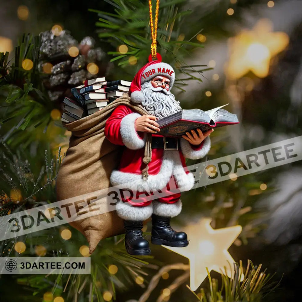 Book Santa Christmas Home Decor Christmas Ornament Personalized Ornament Ornament