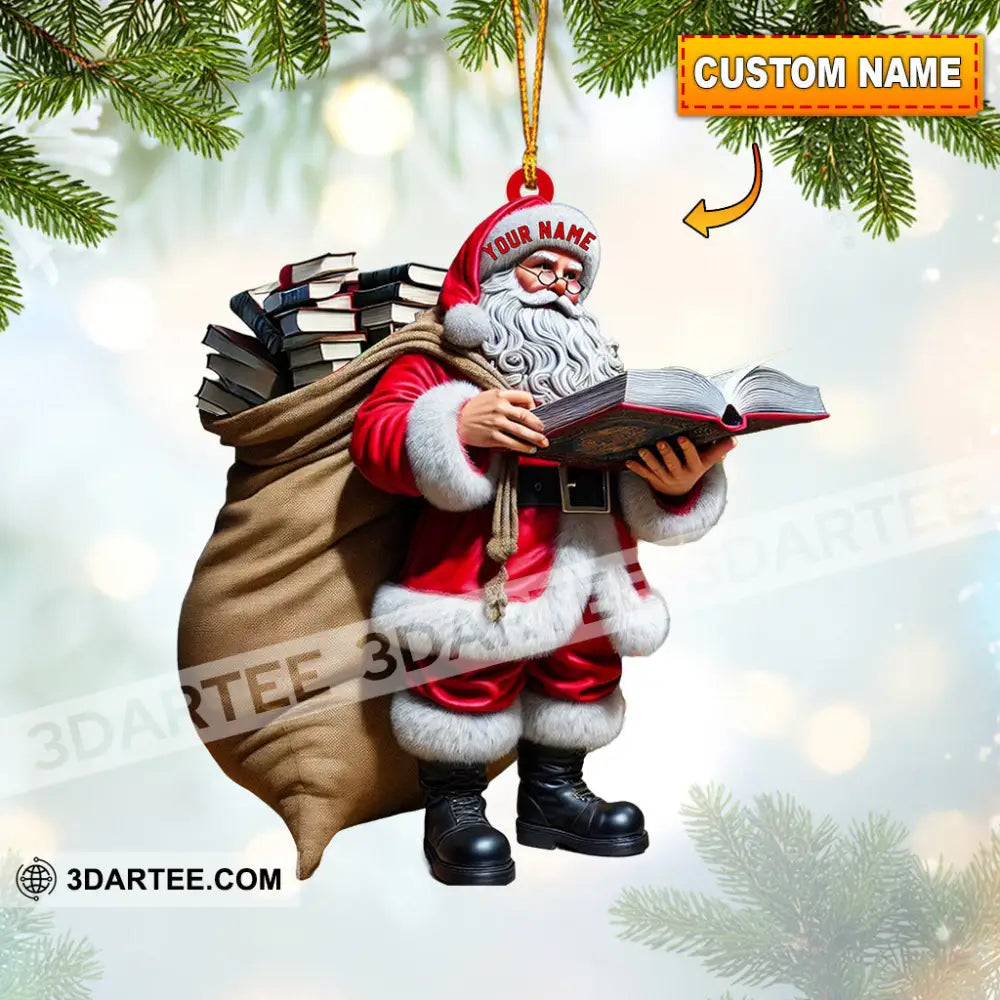 Book Santa Christmas Home Decor Christmas Ornament Personalized Ornament 3.54’’ / 1 Ornament Ornament