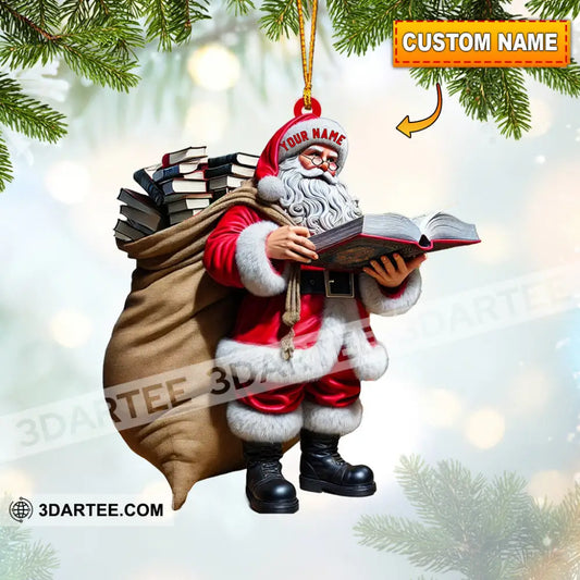 Book Santa Christmas Home Decor Christmas Ornament Personalized Ornament 3.54’’ / 1 Ornament Ornament
