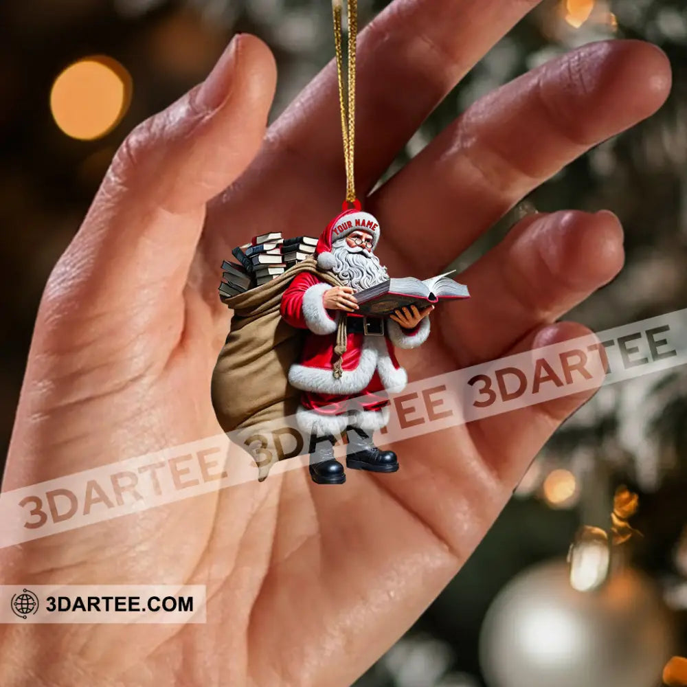 Book Santa Christmas Home Decor Christmas Ornament Personalized Ornament Ornament