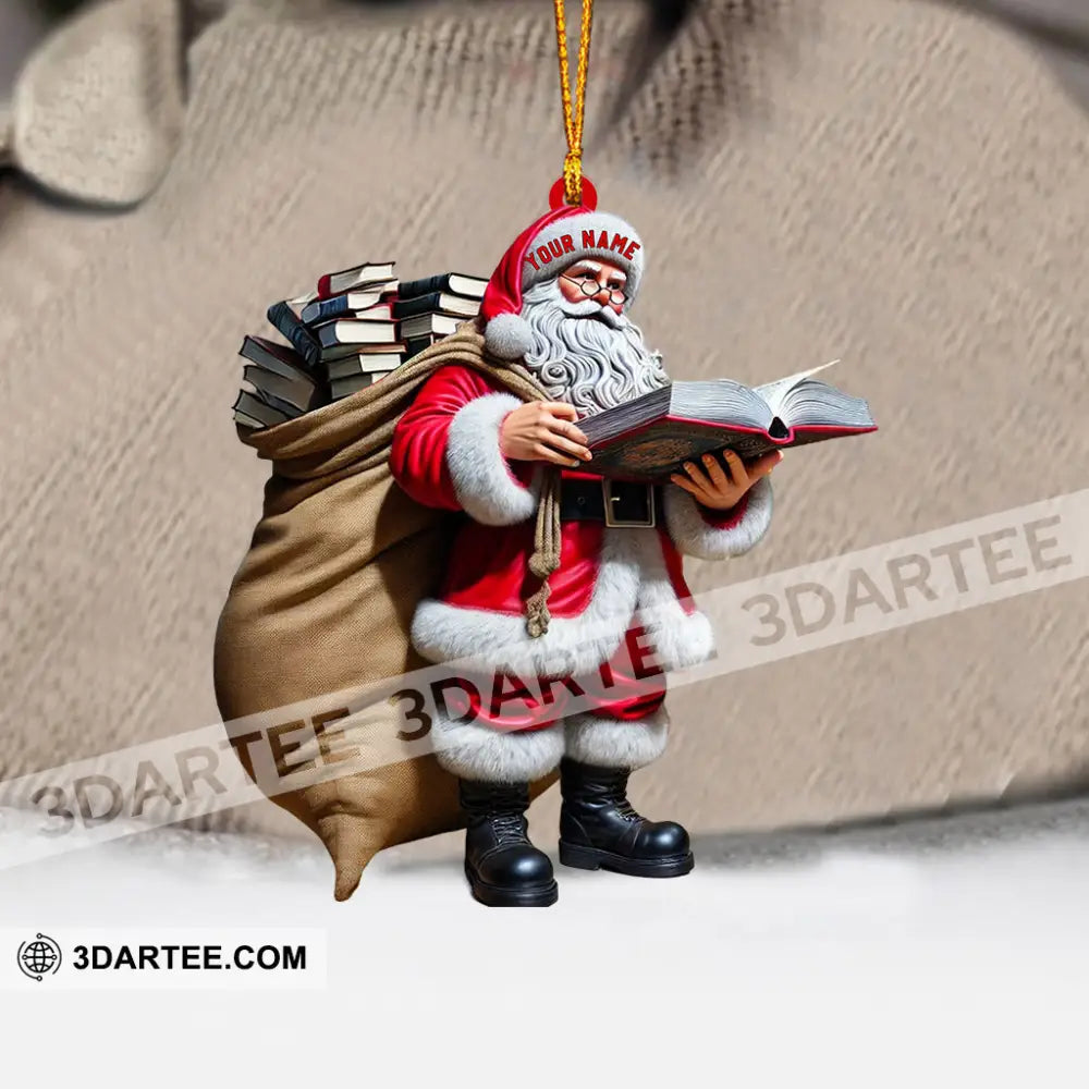 Book Santa Christmas Home Decor Christmas Ornament Personalized Ornament Ornament