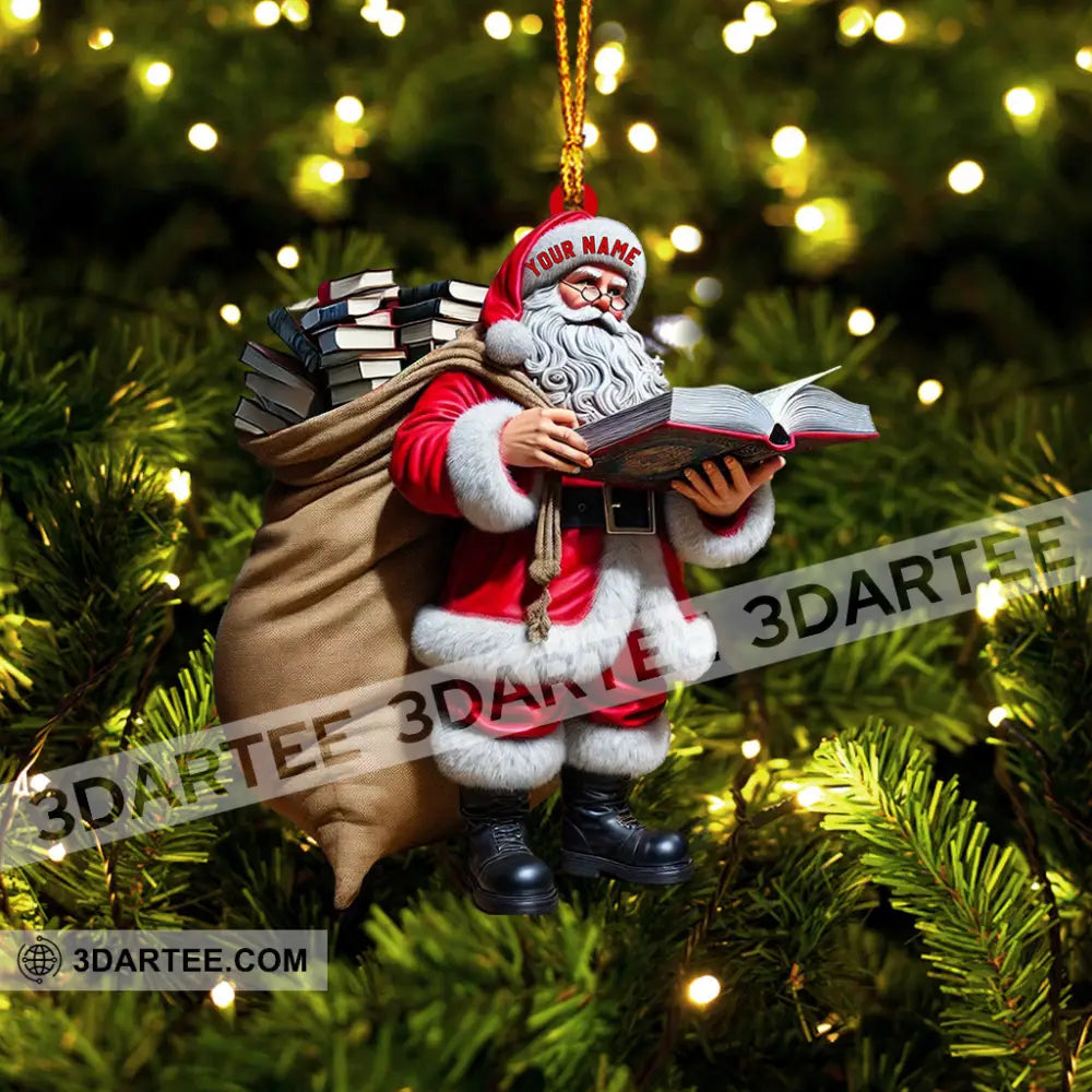Book Santa Christmas Home Decor Christmas Ornament Personalized Ornament Ornament