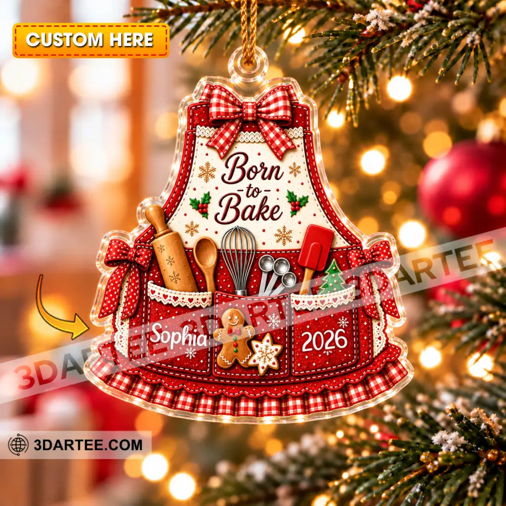 Born To Bake Home Decor Christmas Ornament Personalized Ornament - 3.54’’ / 1 Ornament - Ornament