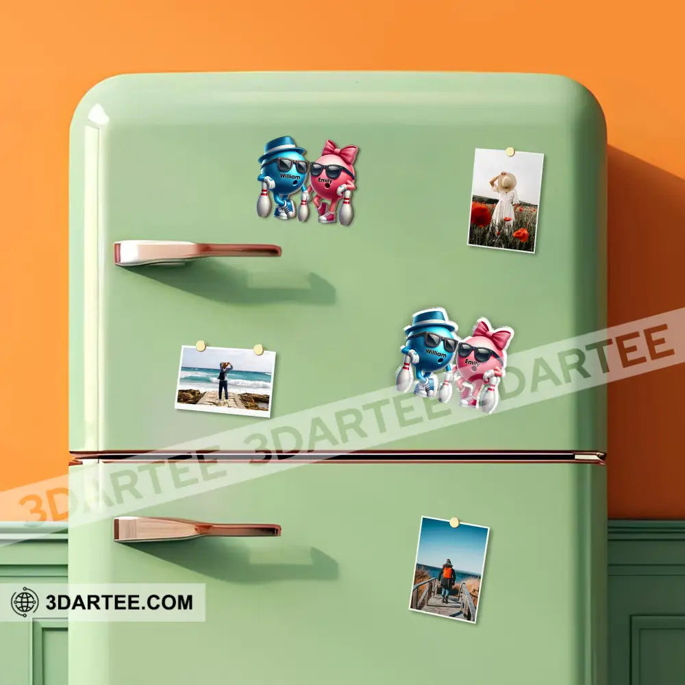 Bowling Couple Fridge Magnet - Personalized