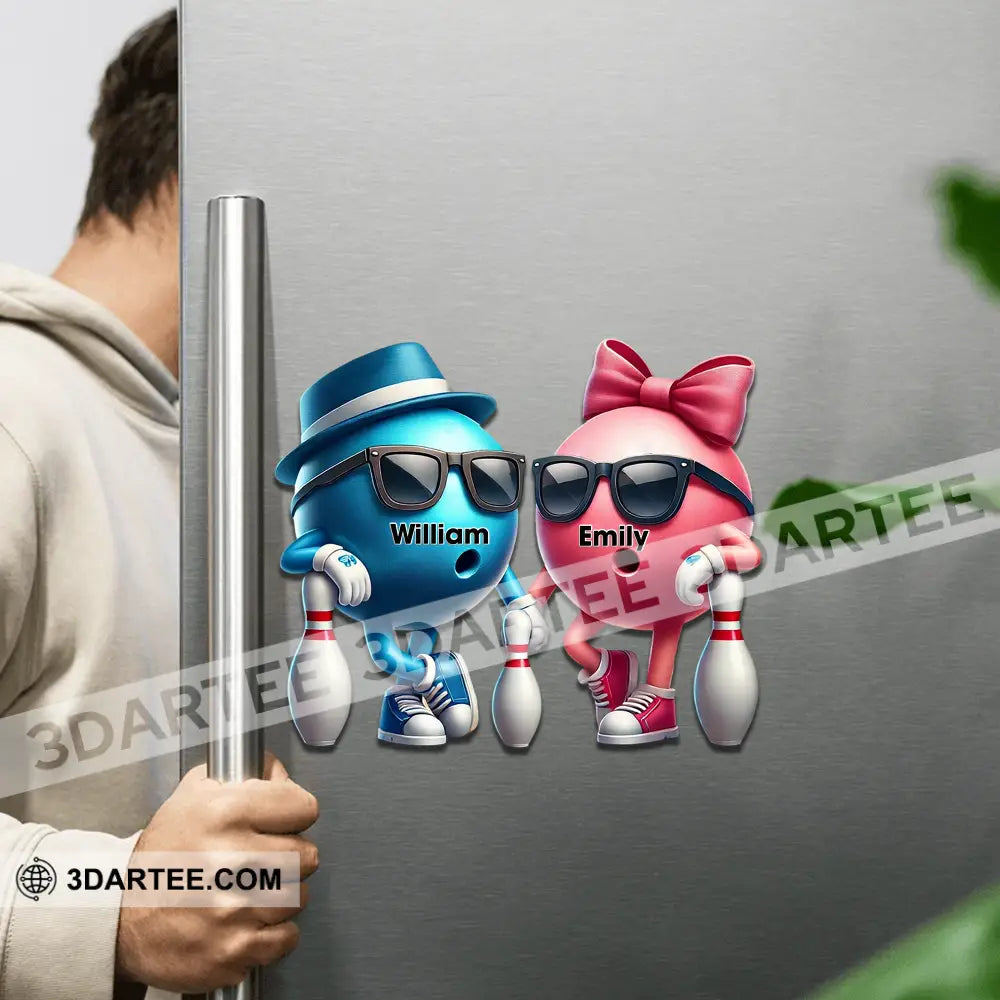 Bowling Couple Fridge Magnet - Personalized