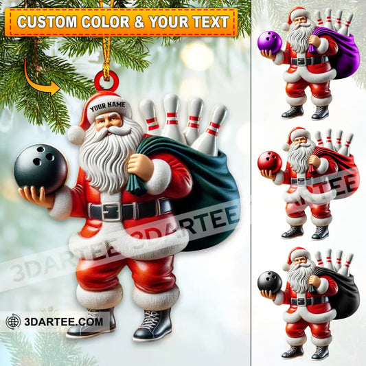 Bowling Santa Christmas Home Decor Christmas Ornament Personalized Ornament 3.54’’ / 1 Ornament Ornament