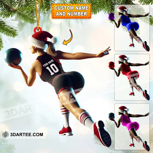 Bowling Woman Home Decor Christmas Ornament Personalized Ornament 3.54’’ / 1 Ornament Ornament