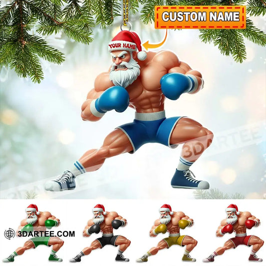 Boxing Santa Home Decor Christmas Ornament Personalized Ornament 3.54’’ / 1 Ornament Ornament