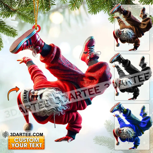 Break Dance Santa Home Decor Christmas Ornament Personalized Ornament 3.54’’ / 1 Ornament Ornament
